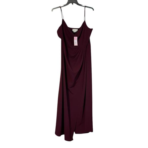 Sachin + Babi Size 16W NEW Stretch Crepe Paulina Formal Maxi Gown Deep Wine - Picture 4 of 9